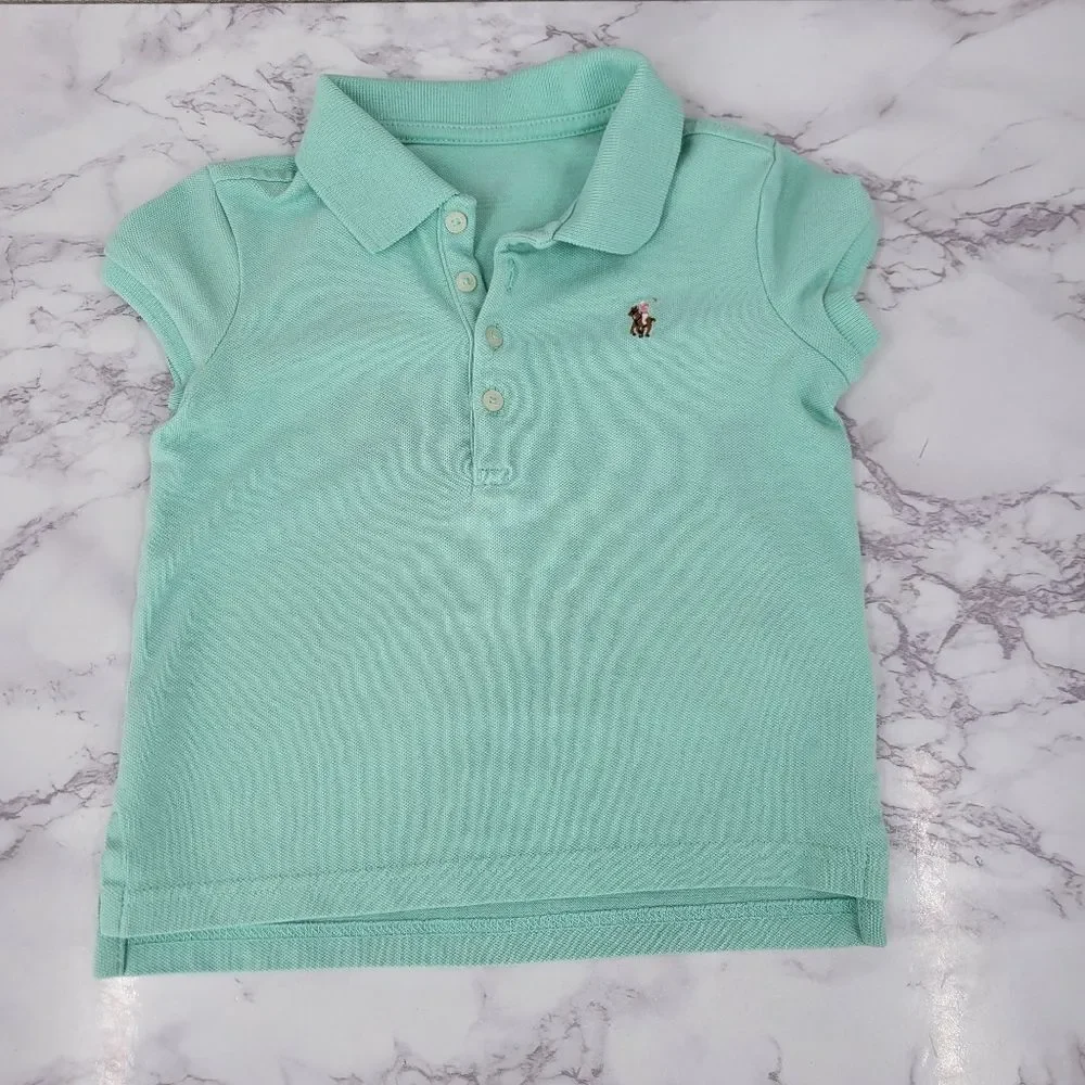 Girls Mint Polo Top by Ralph Lauren and Gap Plaid Shorts Cotton Size 3T
